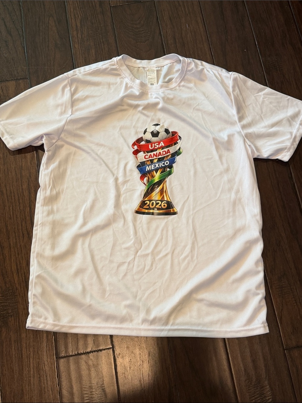 World Cup 2026 Soccer Trophy Graphic training Tee - White (men’s size XL)